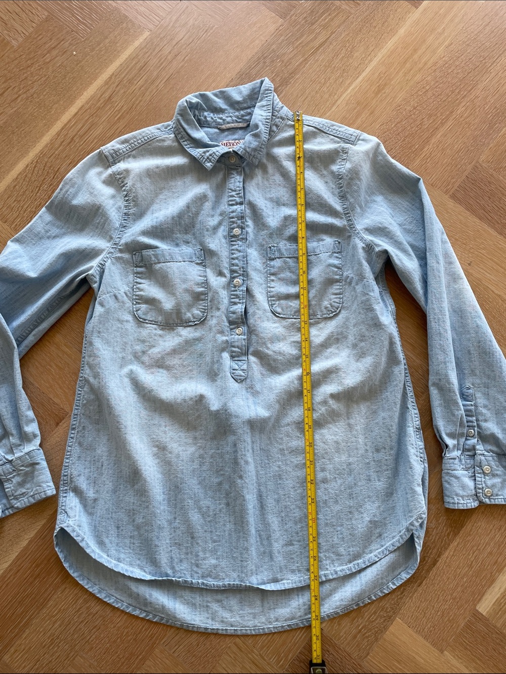 Merona denim popover top size large
